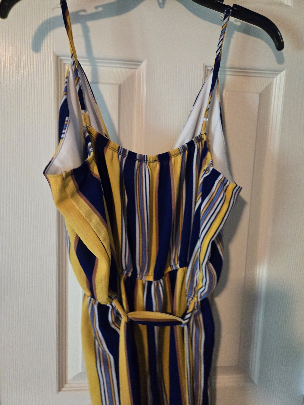 J for Justify Multicolor Striped Sleeveless Jumpsuit - Navy, Mustard & White - Picture 5 of 5